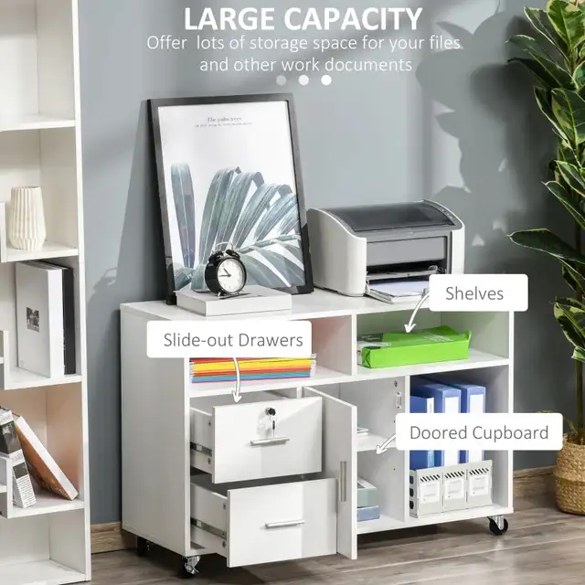 White lateral Filing Cabinet Open Storage Shelf, Printer Stand in Bookcases & Shelving Units in Markham / York Region - Image 6