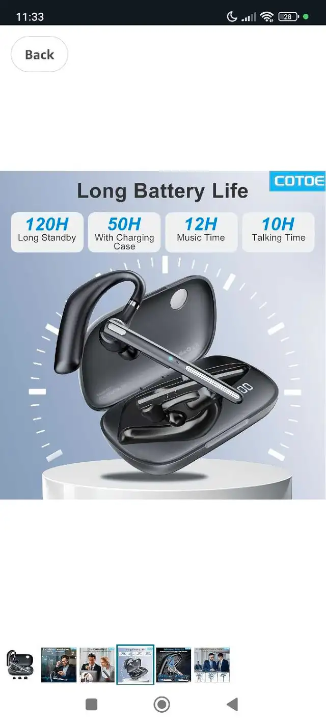 Bluetooth Headset, Bluetooth Earpiece with Noise Cancelling Mic,62854391512065122