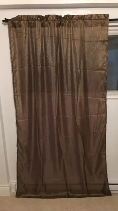 10 Rideaux à passe Tringle Dorés/ Brun chocolat et Beige Dorés, View more