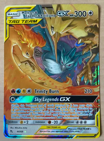 Pokémon Hidden Fates Moltres Zapdos Articuno GX 44/68 Holo Card is in excellent condition. $35 Pick...