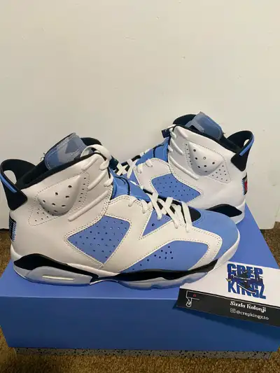 Selling new jordan 6 unc sz 10,10.5,11,11.5,12 all DS for $350 and each pair comes with original rec...