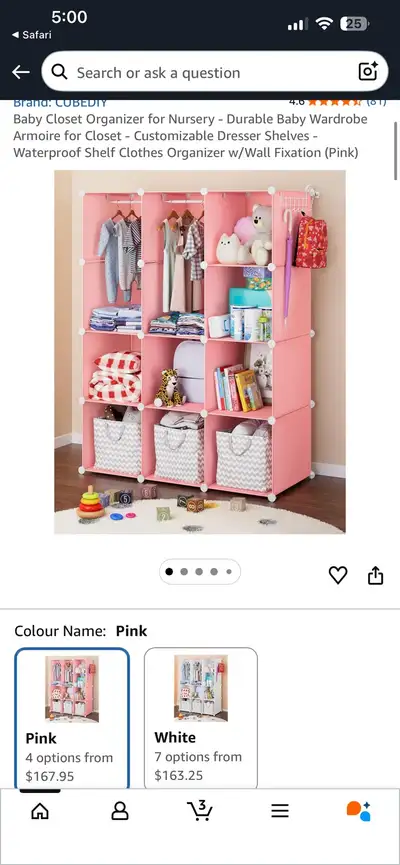 BNIB CUBDIY Baby Closet Organizer- pink , View more