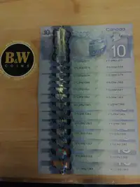2013 Canada $10 BC-70b GEM UNC in 13 Banknotes