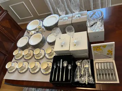 Mikasa dinnerware - Fine Ivory , made in Japan in original boxes .( item 1-9 ) 1) Majestic Hall- 8 p...