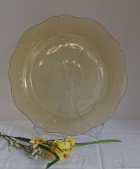 Vintage, Yellow, depression glass cake plate