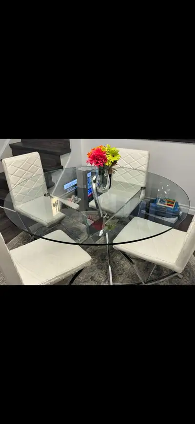 Beautiful round glass dining table, View more