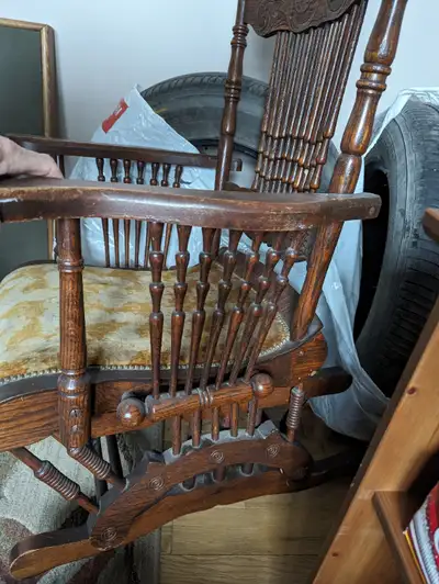 1800s slider rocker original material on seat, View more