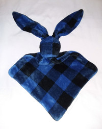 Blankets & Beyond Blue Buffalo Plaid Bunny Security Blanket HTF