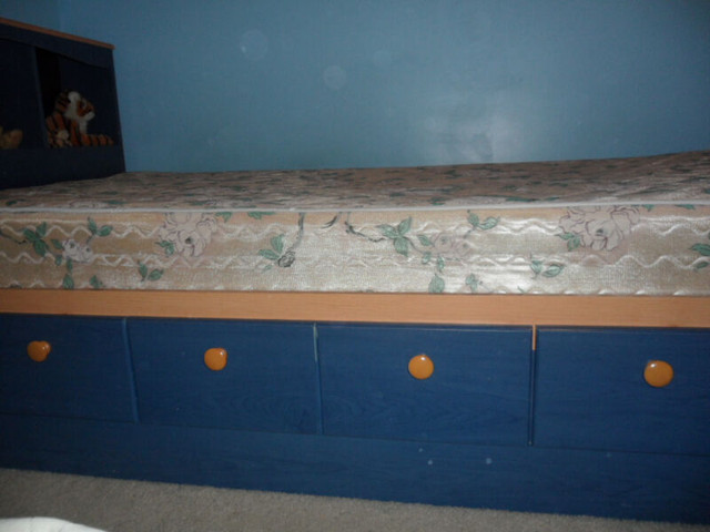 single size storage bed with night table in Beds & Mattresses in City of Toronto - Image 3