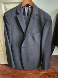 Men's Blue Checkered Perry Ellis Slim Fit Suit