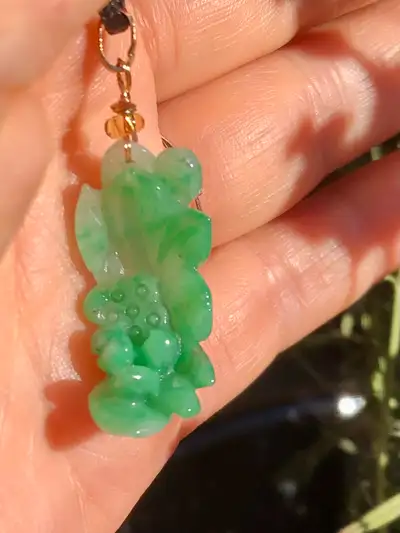 Gorgeous Old Stock Handcrafted Jadeite Jade Pendant, Excellent!, View more