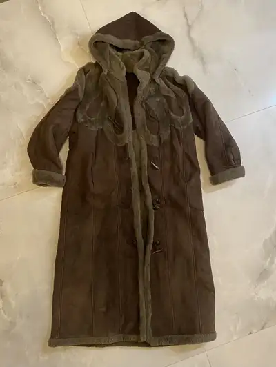 Shearling coat With removable hood, View more