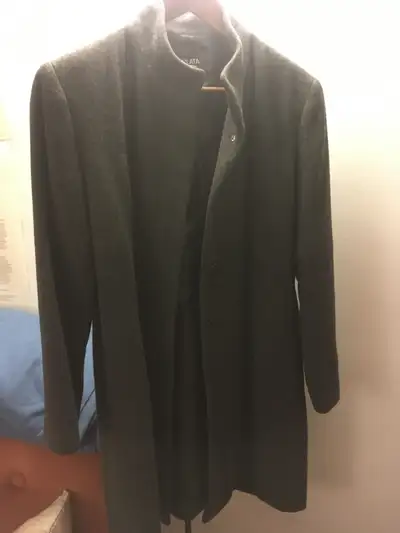 Women's Grey Peacoat from Japan with hidden button compartments, View more