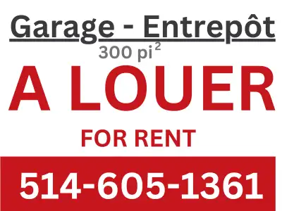 Garage 300 sq. feet, 12 x 25 with 9 foot doors for rent, not insulated or heated. Storage, warehouse...