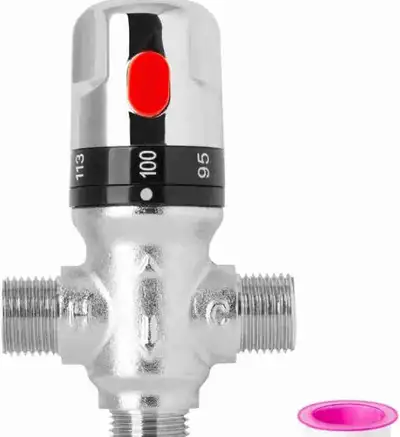 WiseWater Thermostatic Mixing Valve with 3/4 NPT Thread, Chrome Plated Brass 3-Way Constant Temperat...
