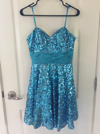 Ladies Size 3/5 Adjustable back Sequinned Short Prom Dress