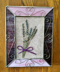 Dried Lavender Stems in a Stained Glass Frame