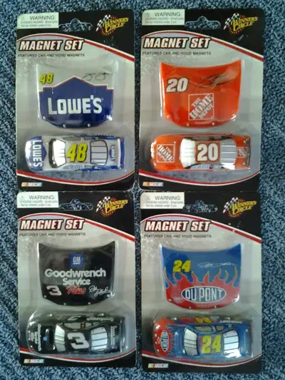 NASCAR RACING CAR & HOOD MAGNET SET TOOL BOX FRIDGE LOCKER, View more