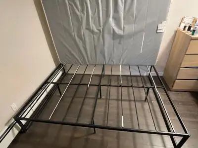 Queen size Steel Bed Frame (Zinus) + Queen Size Mattress (IKEA), View more