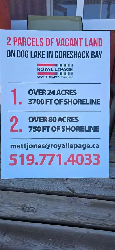 2 different waterfront parcels for sale Boat to location on Dog Lake Missanabie Ontario / Coreshack...
