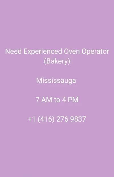 Oven operator/Baker, View more
