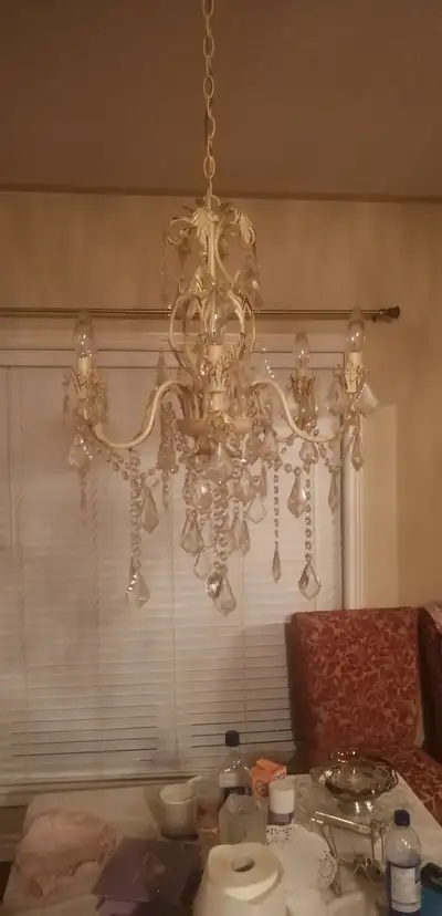White dinnig rm Chandelier with glass, View more