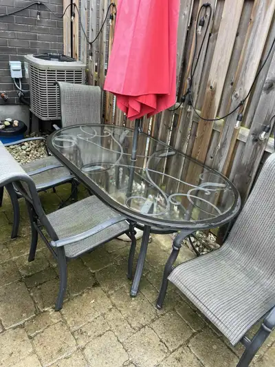  Outdoor Patio Set – Table + 6 Chairs + Umbrella , View more