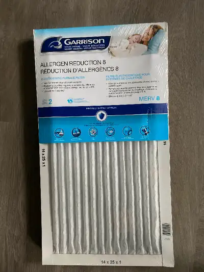 Garrison Furnace Filters 14” x 25” x 1” 4 packs - 2 in each pack Brand new- sealed