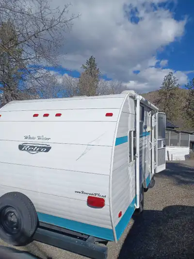 One owner. Vintage look inspired 17-foot travel trailer in excellent condition. Easy to tow (2600 lb...