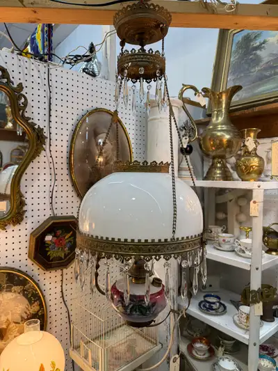 old hanging oil lamp chandelier , View more