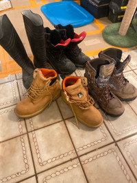 assorted work boots