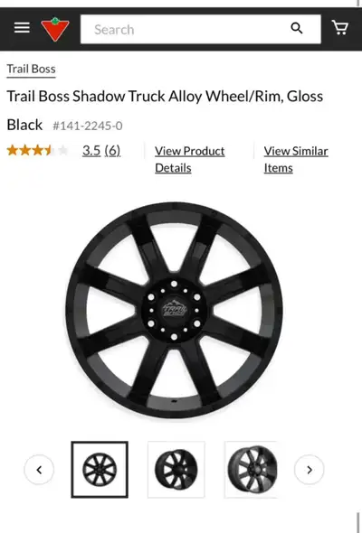 Trail Boss Shadow Truck Alloy Wheel/Rim, Gloss Black#141-2245-0 Bolt Pattern: 6x139.7 Offset: 0 Size...
