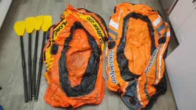 Two Inflatable Boats One is an Explorer 200, the other is a Kondor 2000. Rated as two person boats,...