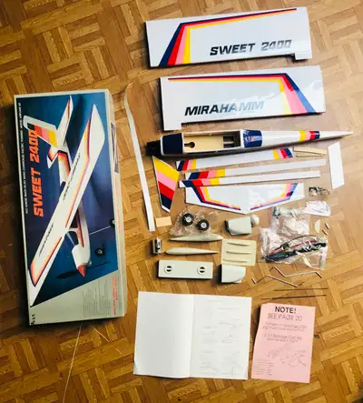 VINTAGE MIRAHAMM RADIO CONTROLLED PLANE (BALSA) KIT. I don’t know much about it, please check the ph...