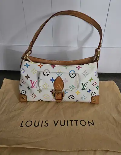 Gently used authentic Louis Vuitton Eliza bag in white multicolor