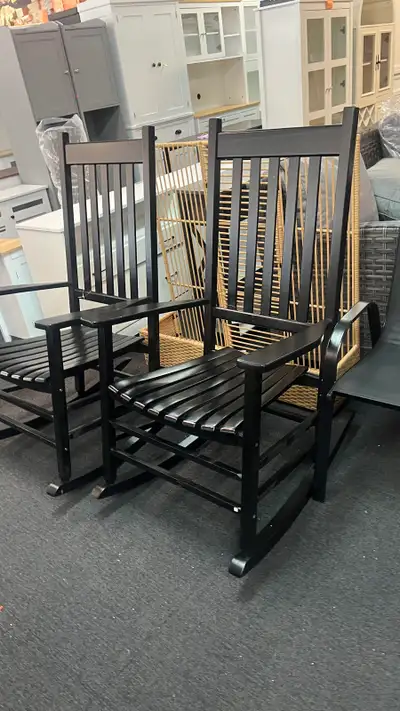 Black Wooden Porch Rocking Chair Outdoor Patio Rocker Garden , View more