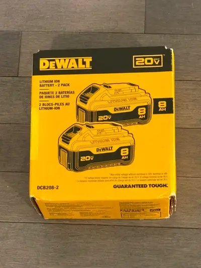 Brand New DEWALT 20V MAX Lithium-Ion 8.0 AH Battery (2-Pack), View more