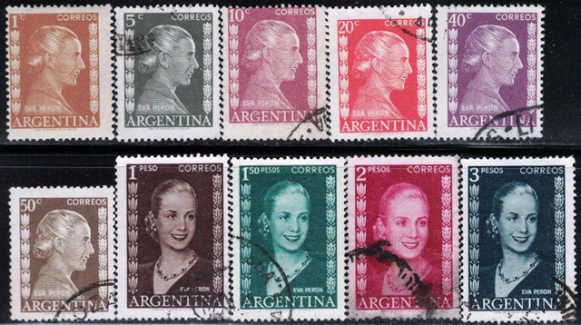 Eva Peron Stamps, 10 Different in Arts & Collectibles in Mississauga / Peel Region