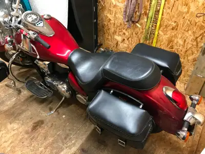 saddle bags, sissy bar , also have goretex jacket(size 42),riding pants,boots and helmet -$500