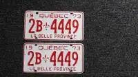 Plaque immatriculation Québec 1973