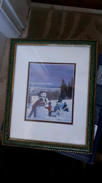 Framed Snowman Picture