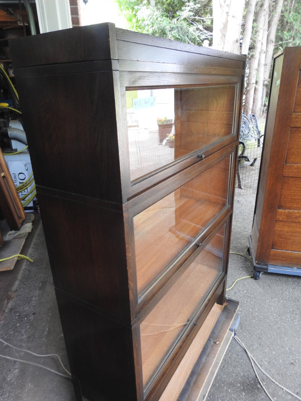 antique 3 glass level barrister bookcase mission style, restored in Bookcases & Shelving Units in Hamilton