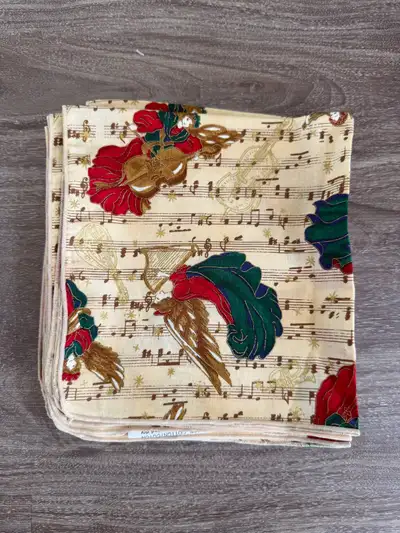 Set of 12 Christmas Cloth Napkins – Musical Angel Design , View more
