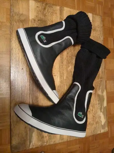 LACOSTE WOMENS GIRLS Leather Sock Boots  - Size 5, View more