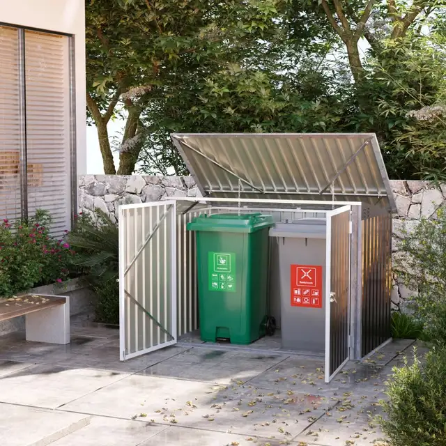 Outdoor Trash Can Shed with Double Door and Vents Outdoor Garden in Outdoor Tools & Storage in Markham / York Region - Image 4