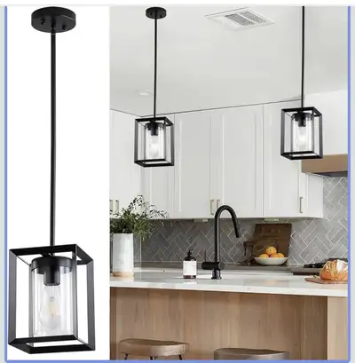 2 Pack Farmhouse Black Kitchen Island Pendant, View more