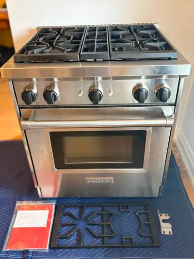 Used Wolf 30” 4-Burner Freestanding Gas Range with Convection, View more