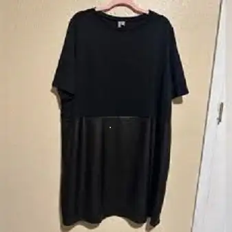 Black Faux Leather Mix Shift Dress‎, View more