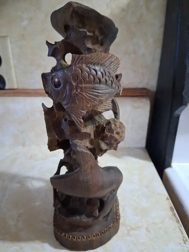 Cuban Guayacan Wood Sculpture of Ocean Life Totem  in Arts & Collectibles in Edmundston - Image 6