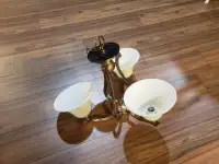 3 Lights Brass Chandelier - Golden-brown